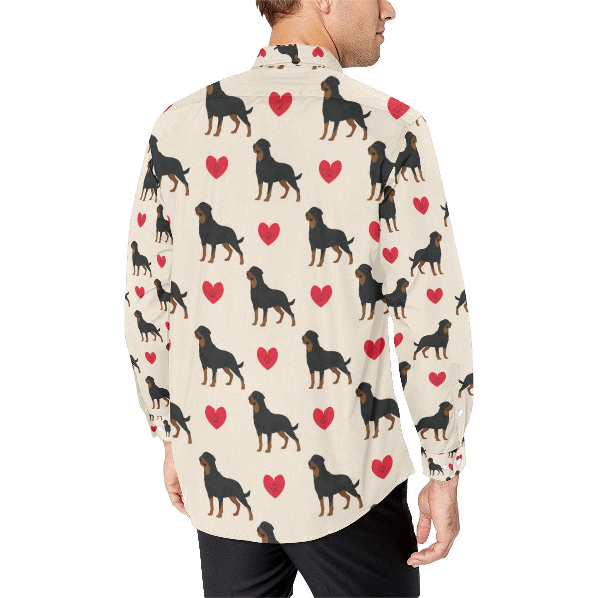 Rottweiler Pattern Print Design A02 Men's Long Sleeve Shirt