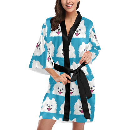 Pomeranians Pattern Print Design A05 Women's Short Kimono