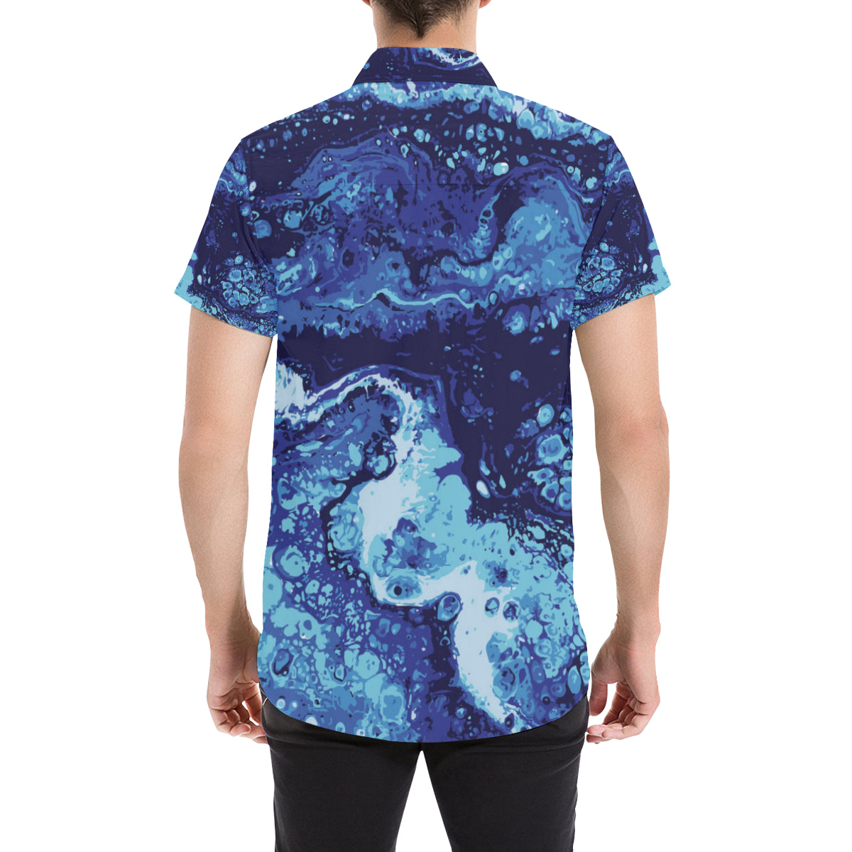 Ocean Liquid Pattern Print Design A03 Men's Short Sleeve Button Up Shirt