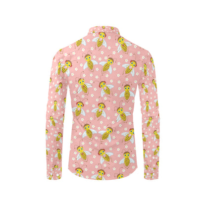 Bee Pattern Print Design BEE07 Men's Long Sleeve Shirt