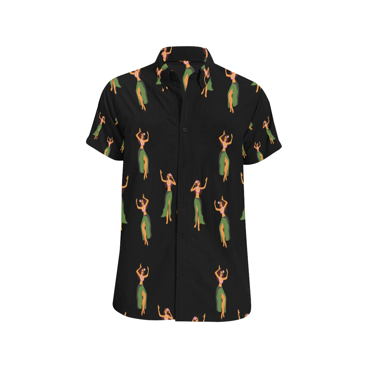 Hula Dancers Girl Pattern Print Design 01 Men's Short Sleeve Button Up Shirt