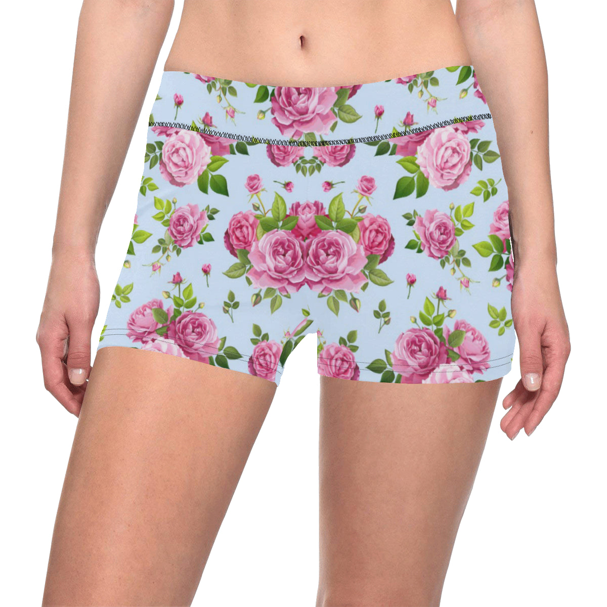 Rose Pink Pattern Print Design RO08 Yoga Shorts