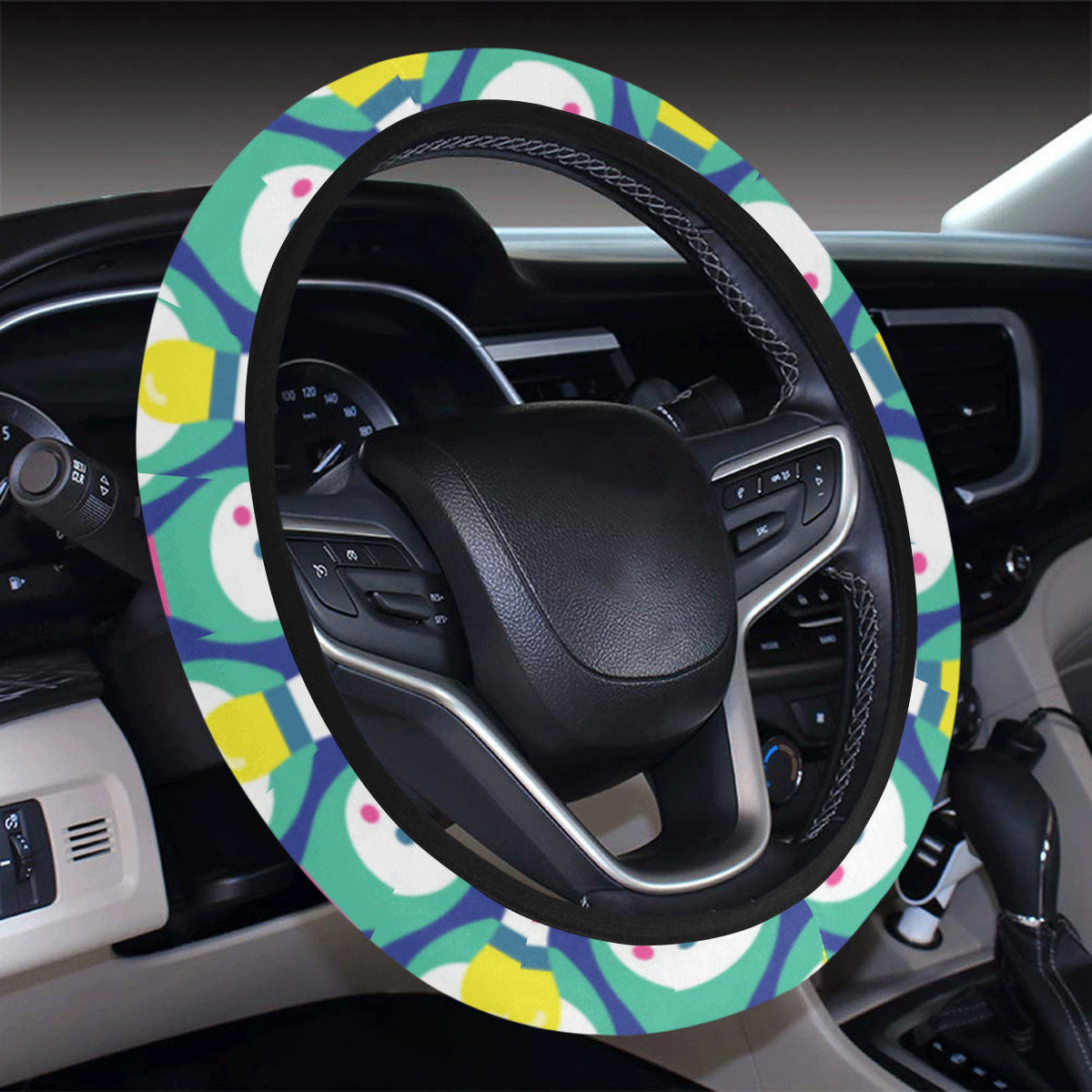 Bowling Pattern Print Design 04 Steering Wheel Cover with Elastic Edge
