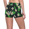 White Plumeria Pattern Print Design PM023 Yoga Shorts