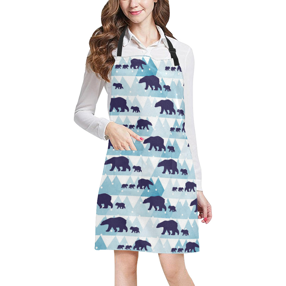 Bear Pattern Print Design BE01 Apron with Pocket