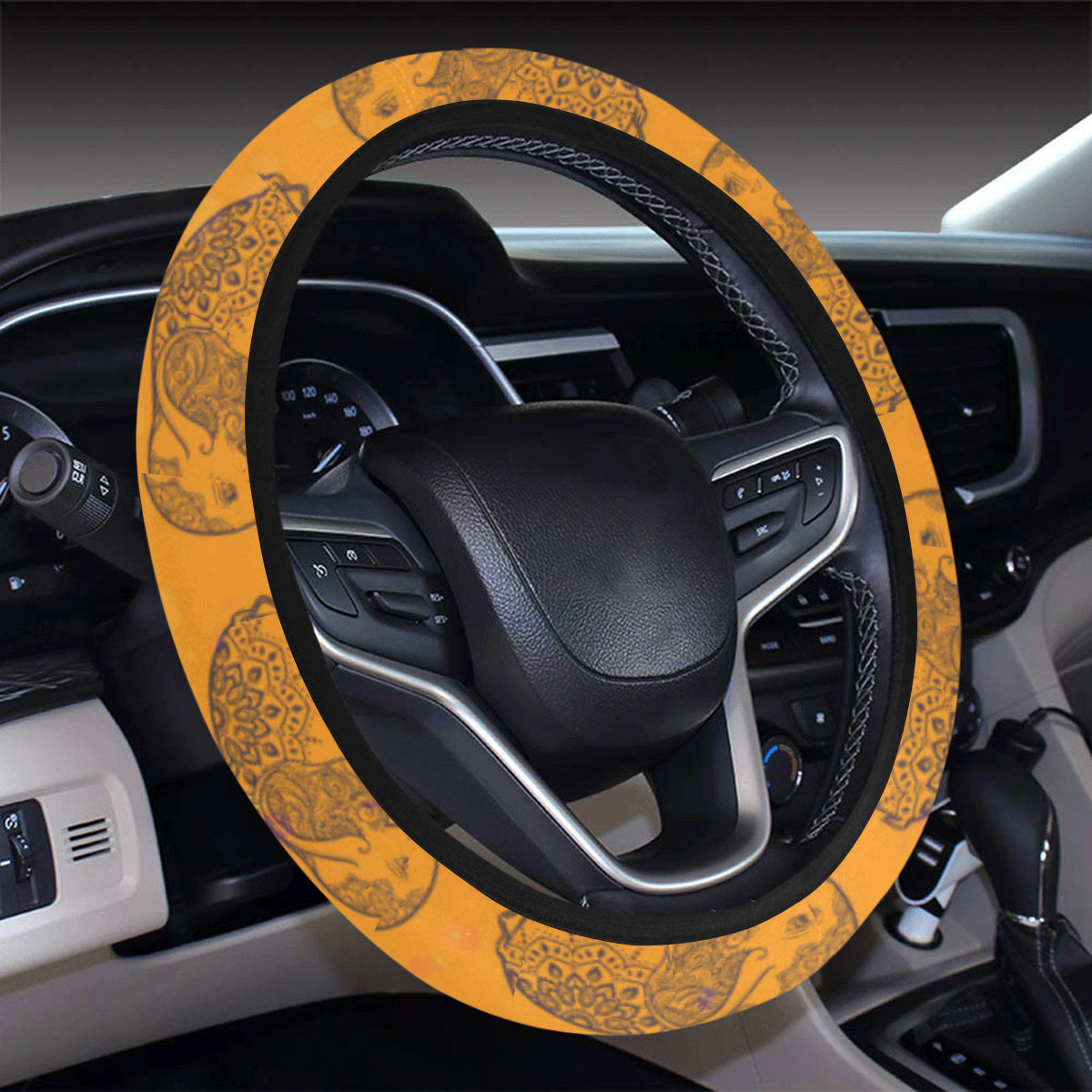 Elephant Aztec Steering Wheel Cover with Elastic Edge