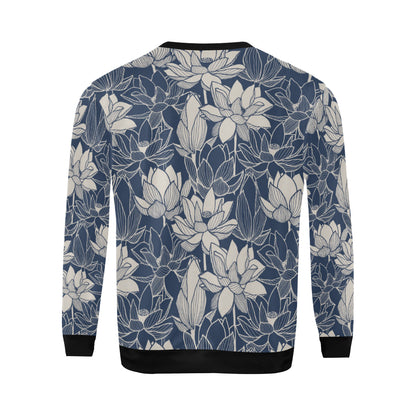 Water Lily Pattern Print Design WL04 Men Long Sleeve Sweatshirt