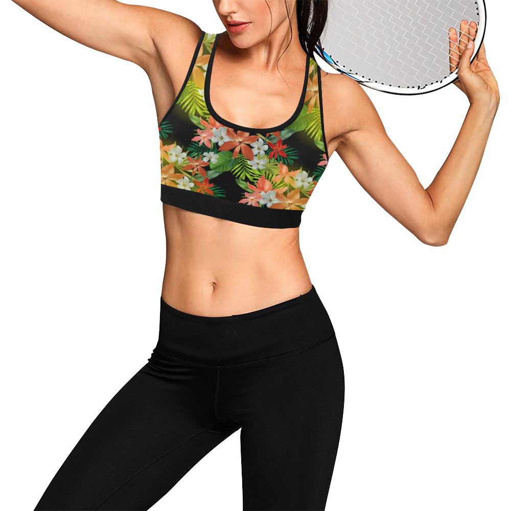 Amaryllis Pattern Print Design AL07 Sports Bra