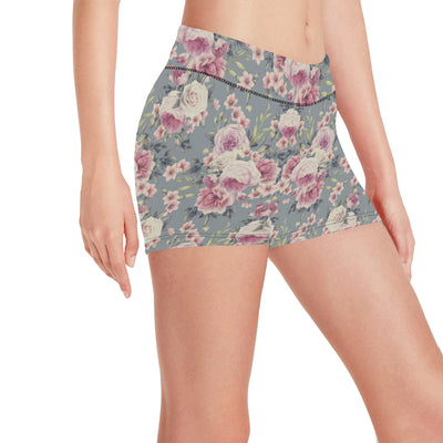 Peony Pattern Print Design PE05 Yoga Shorts