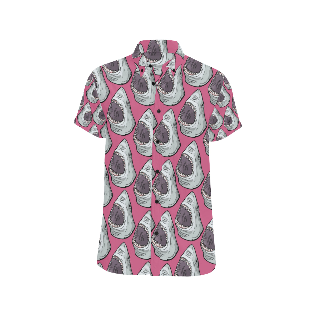 Great White Shark Pattern Print Design 01 Men's Short Sleeve Button Up Shirt