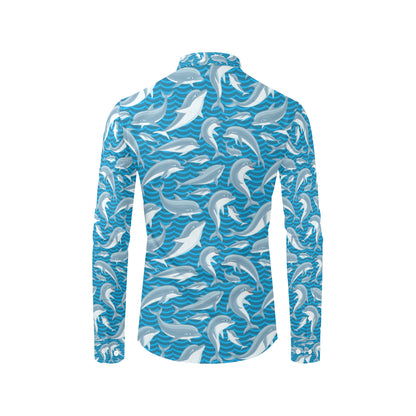 Dolphin Cute Print Pattern Men's Long Sleeve Shirt
