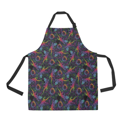 Gecko Rainbow Pattern Print Design 03 Apron with Pocket