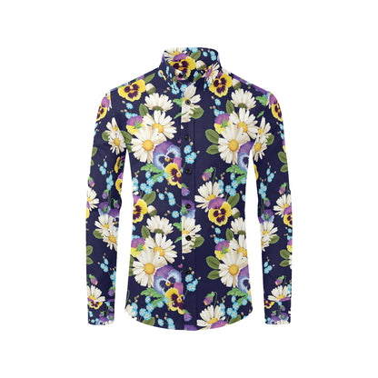 Pansy Pattern Print Design PS03 Men's Long Sleeve Shirt