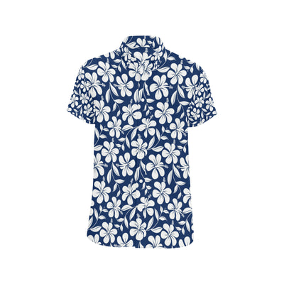 Hibiscus Pattern Print Design HB031 Men's Short Sleeve Button Up Shirt