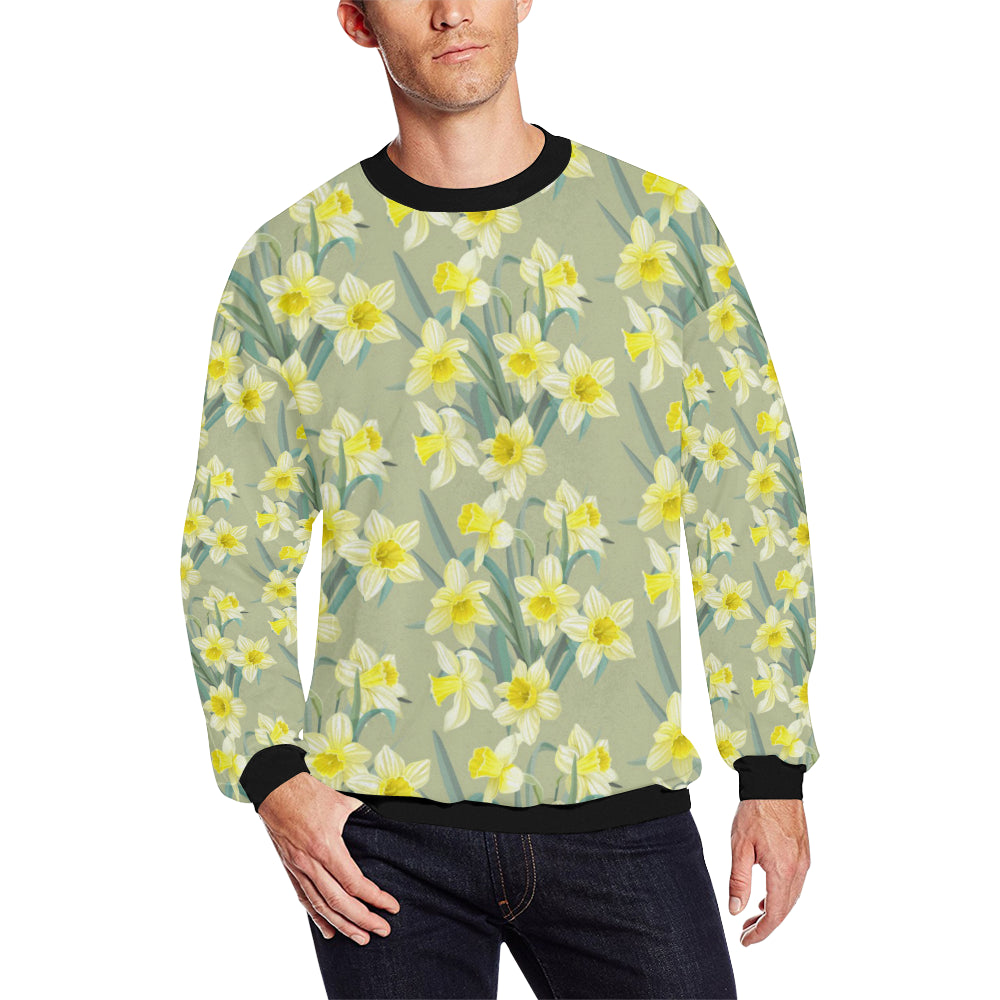 Daffodils Pattern Print Design DF01 Men Long Sleeve Sweatshirt