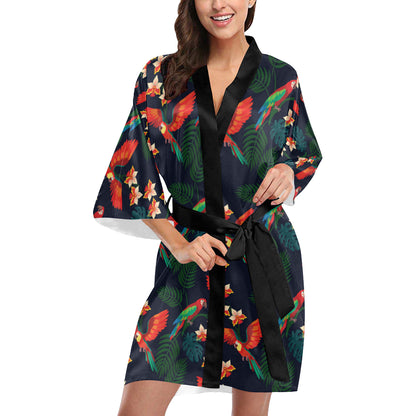 Macaw Pattern Print Design 02 Women's Short Kimono