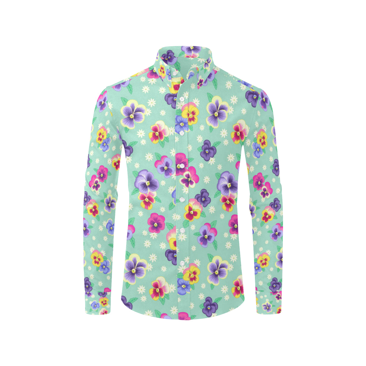 Pansy Pattern Print Design PS08 Men's Long Sleeve Shirt