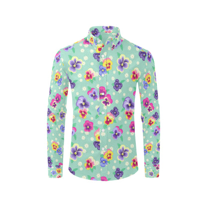 Pansy Pattern Print Design PS08 Men's Long Sleeve Shirt