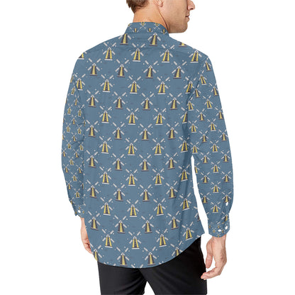 Windmill Pattern Print Design 03 Men's Long Sleeve Shirt