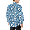 Wave Themed Pattern Print Men's Long Sleeve Shirt