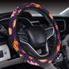 Dahlia Pattern Print Design DH03 Steering Wheel Cover with Elastic Edge