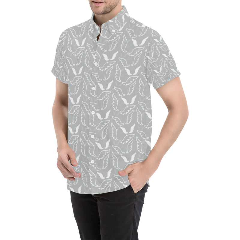 Angel Wings Pattern Print Design 01 Men's Short Sleeve Button Up Shirt