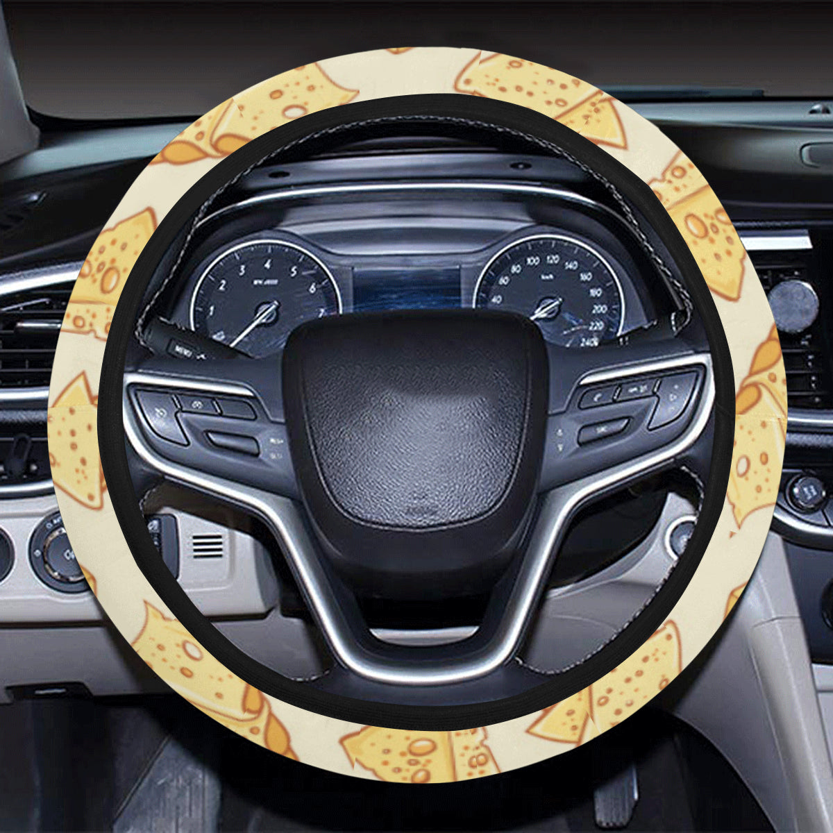 Cheese Pattern Print Design 01 Steering Wheel Cover with Elastic Edge