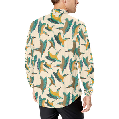Kingfisher Pattern Print Design 02 Men's Long Sleeve Shirt