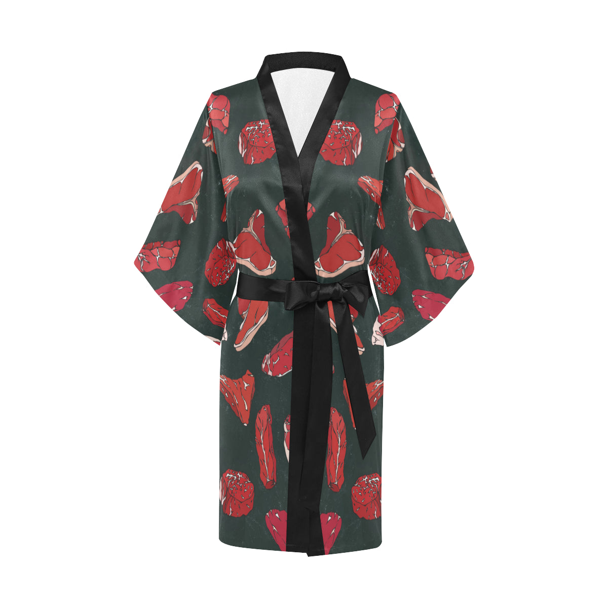 Meat Pattern Print Design 01 Women's Short Kimono