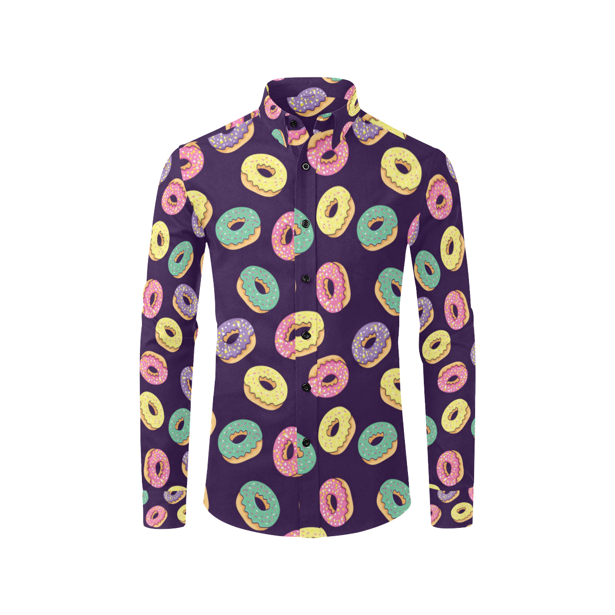 Donut Pattern Print Design DN08 Men's Long Sleeve Shirt