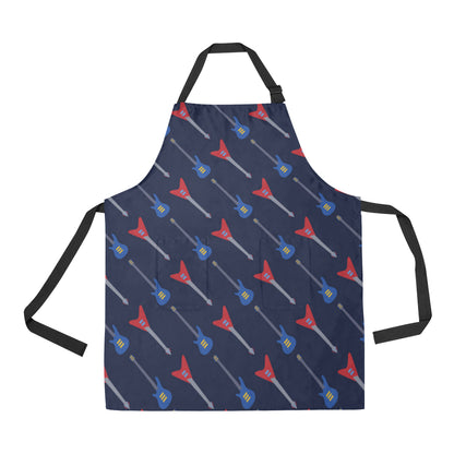 Electric Guitar Pattern Print Design 01 Apron with Pocket