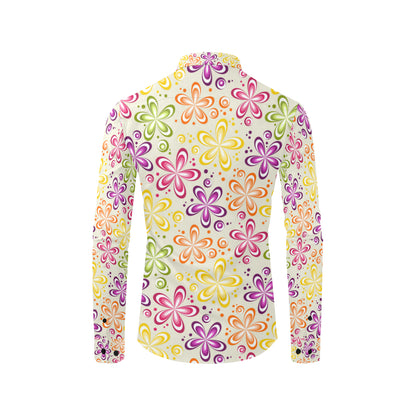 Flower Power Colorful Design Print Men's Long Sleeve Shirt