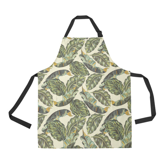 Banana Leaf Pattern Print Design BL08 Apron with Pocket