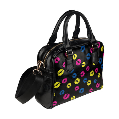 Lip Neon Color Pattern Print Design 01 Shoulder Handbag