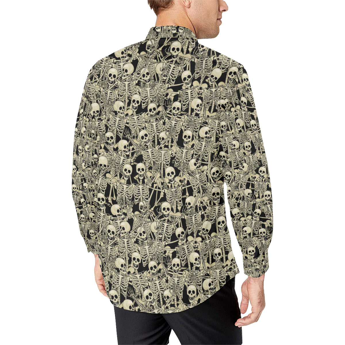Skeleton Design Print Men's Long Sleeve Shirt