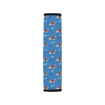 Basset Hound Pattern Print Design 02 Car Seat Belt Cover