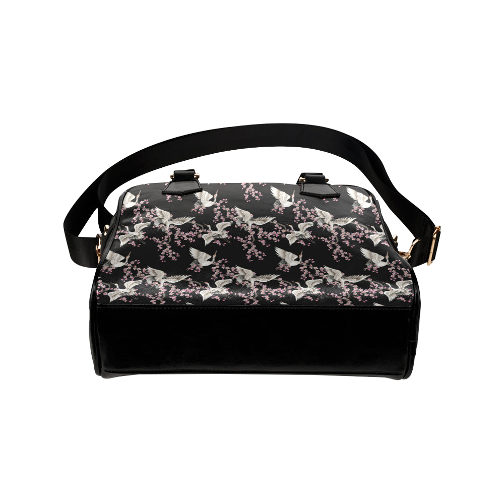 Crane Pattern Print Design 01 Shoulder Handbag