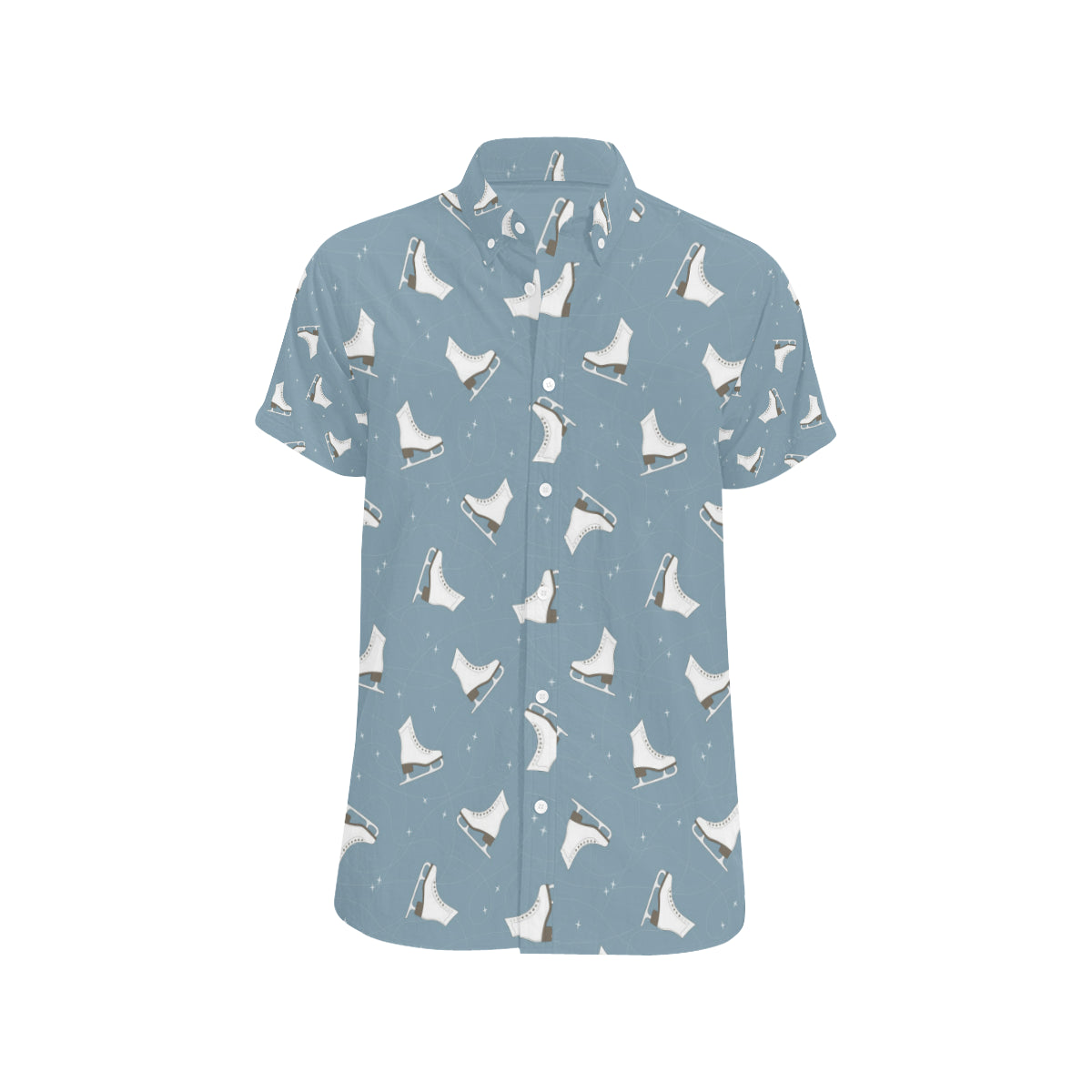 Ice Skate Pattern Print Design 02 Men's Short Sleeve Button Up Shirt