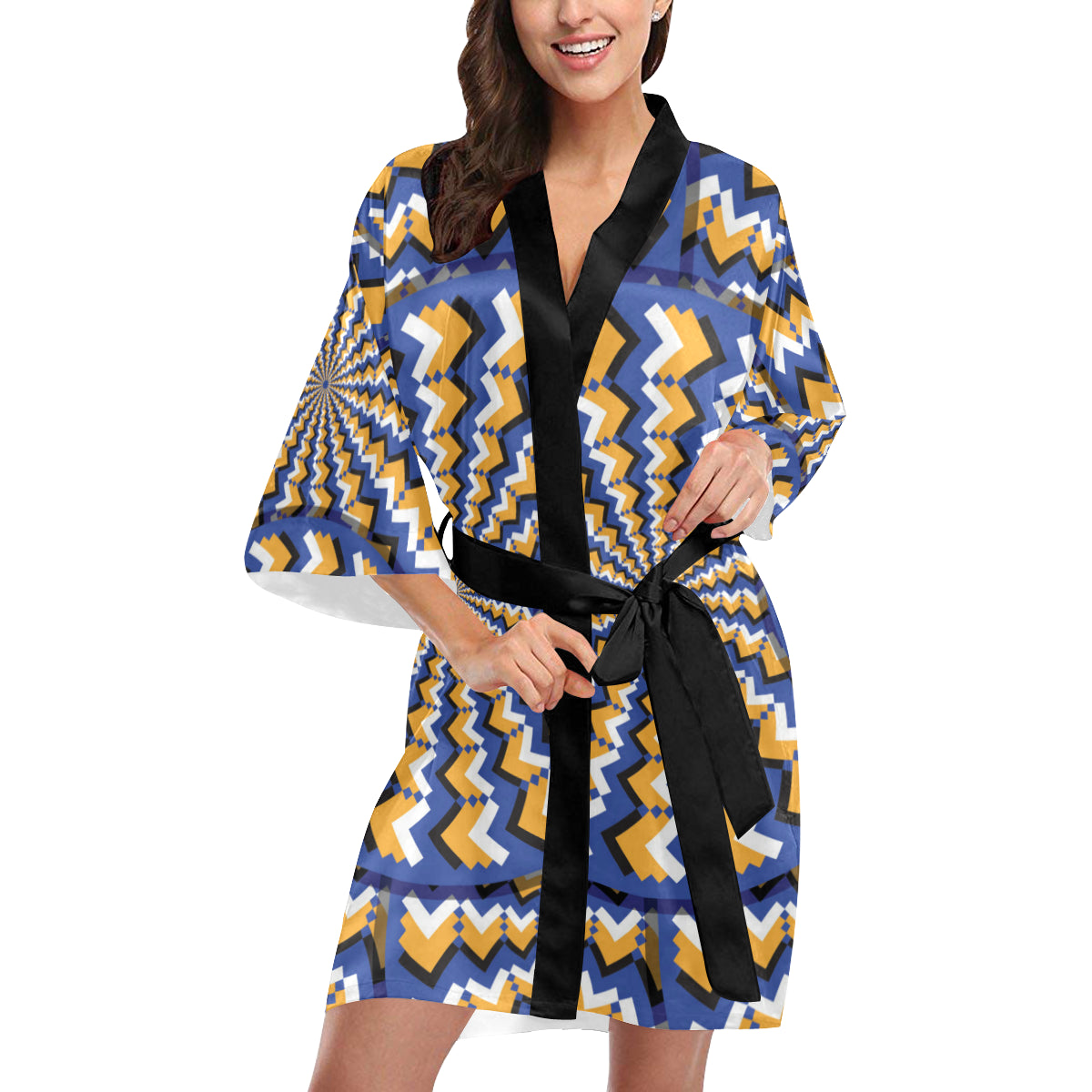 Optical illusion Pattern Print Design A01 Women's Short Kimono