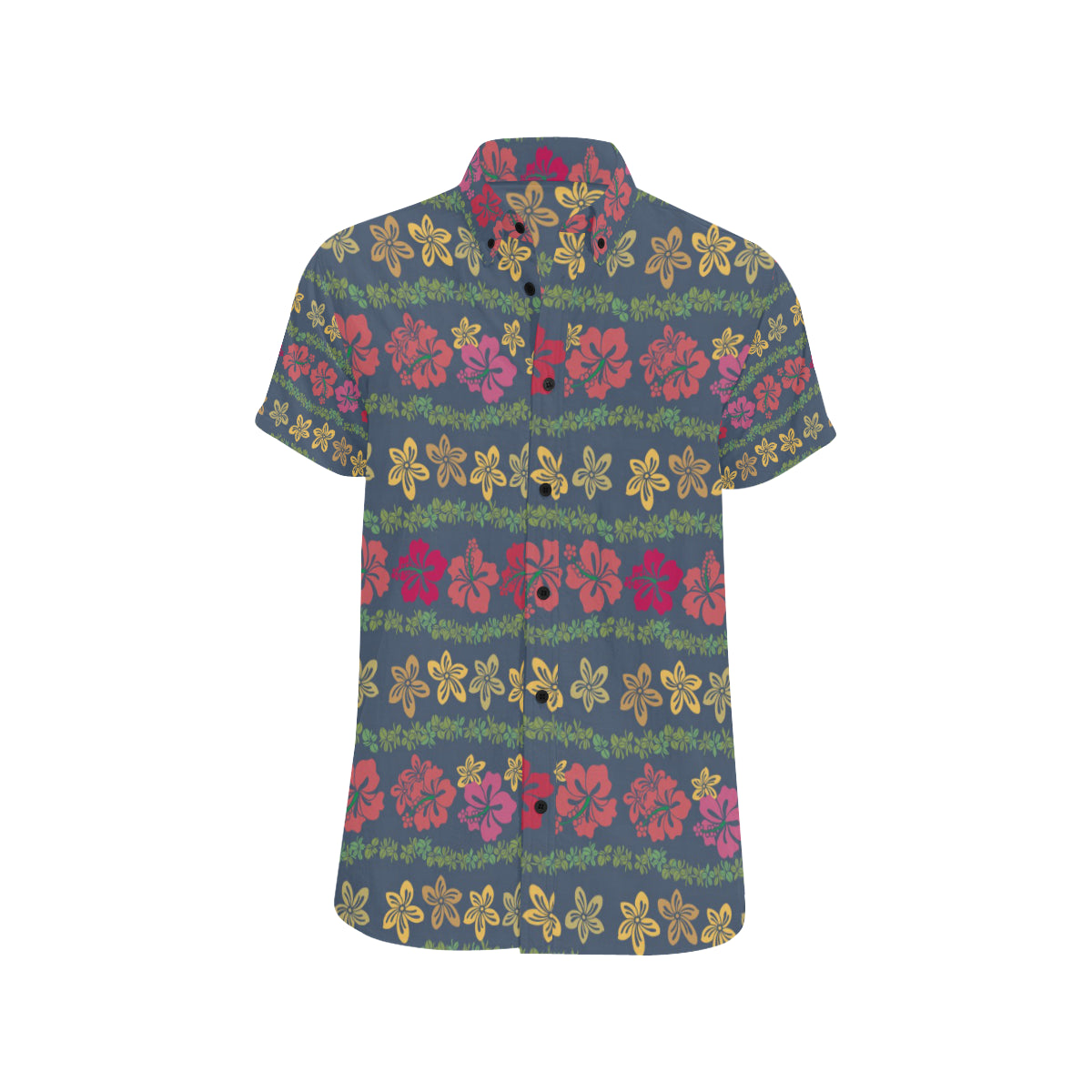 Hawaiian Themed Pattern Print Design H018 Men's Short Sleeve Button Up Shirt