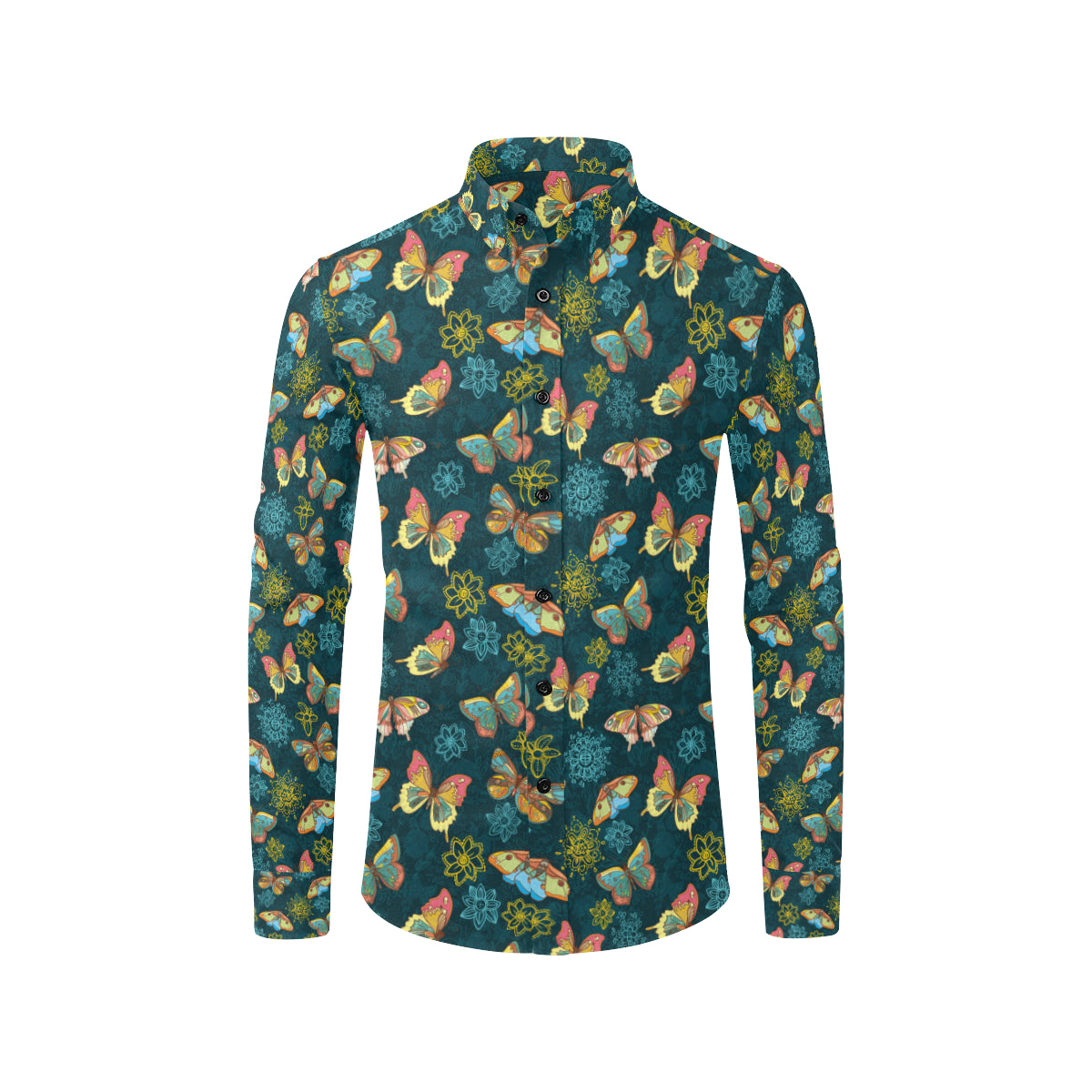 Butterfly Hand Draw Print Pattern Men's Long Sleeve Shirt
