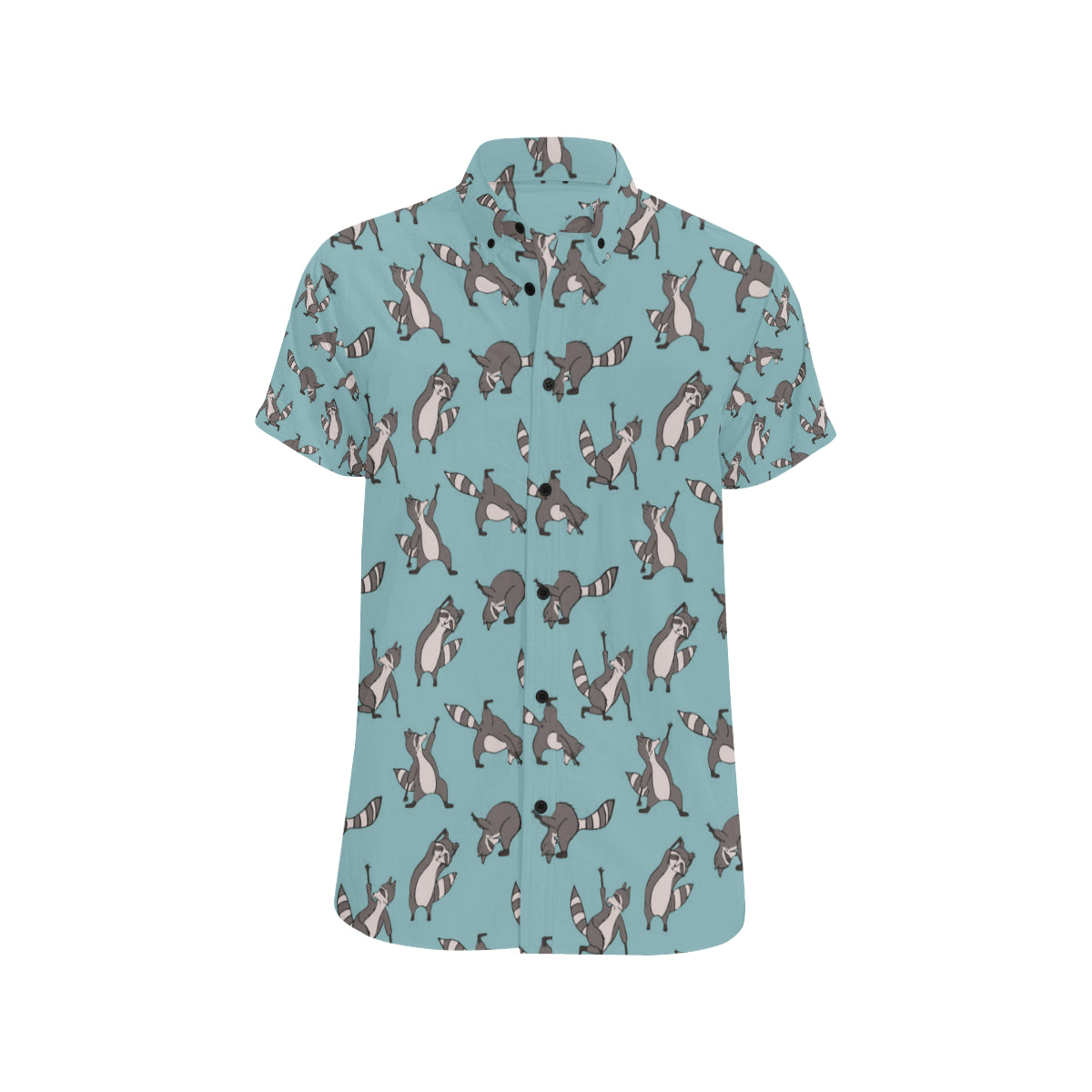 Raccoon Pattern Print Design A07 Men's Short Sleeve Button Up Shirt