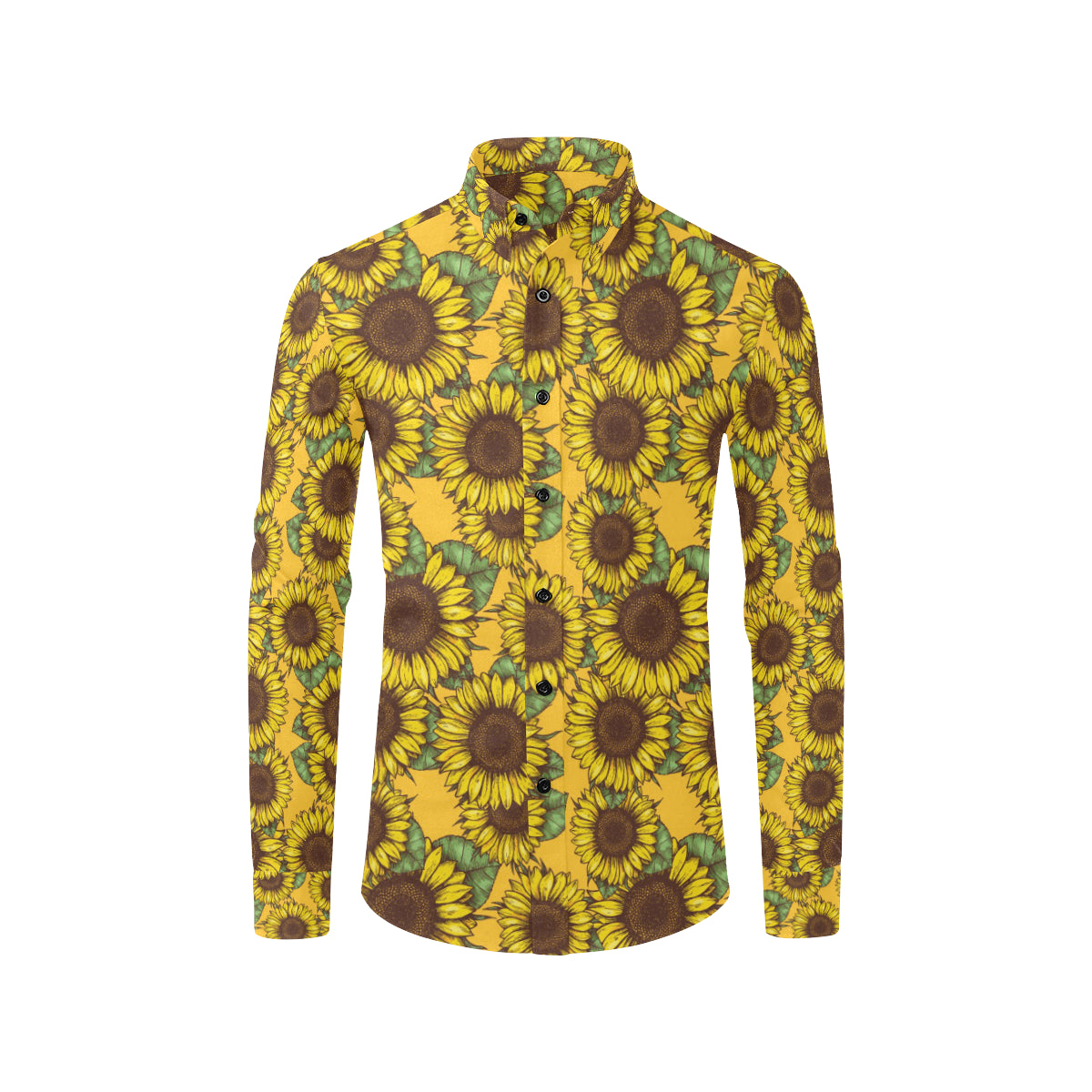Sunflower Pattern Print Design SF04 Men's Long Sleeve Shirt