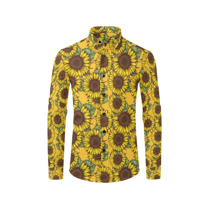 Sunflower Pattern Print Design SF04 Men's Long Sleeve Shirt
