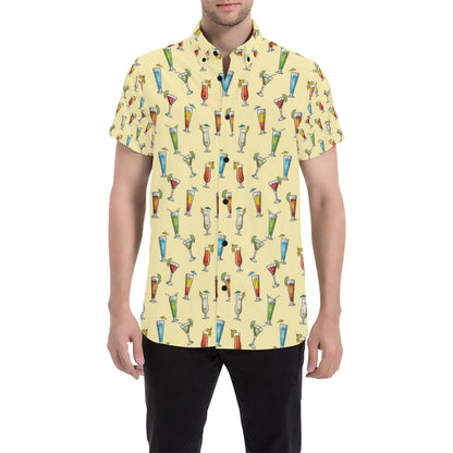 Cocktail Pattern Print Design 02 Men's Short Sleeve Button Up Shirt