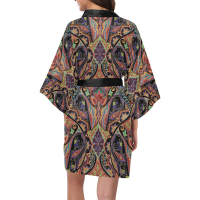 Bohemian Pattern Print Design 06 Women's Short Kimono