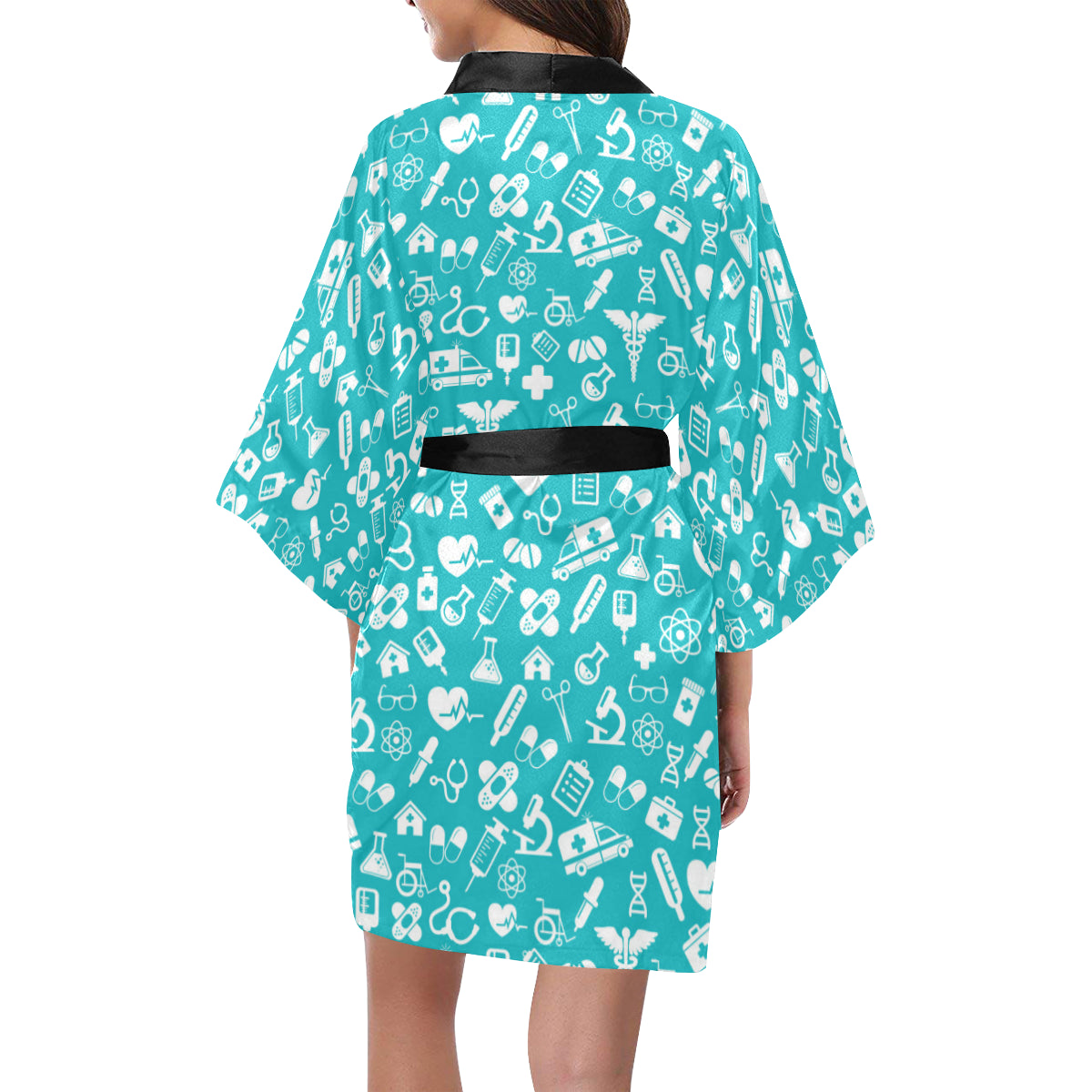 Medical Pattern Print Design 04 Women's Short Kimono