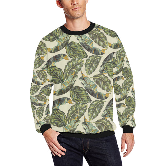Banana Leaf Pattern Print Design BL08 Men Long Sleeve Sweatshirt
