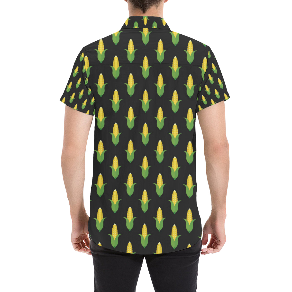Corn Pattern Print Design 05 Men's Short Sleeve Button Up Shirt