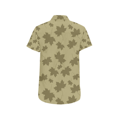Maple Leaf Pattern Print Design 01 Men's Short Sleeve Button Up Shirt